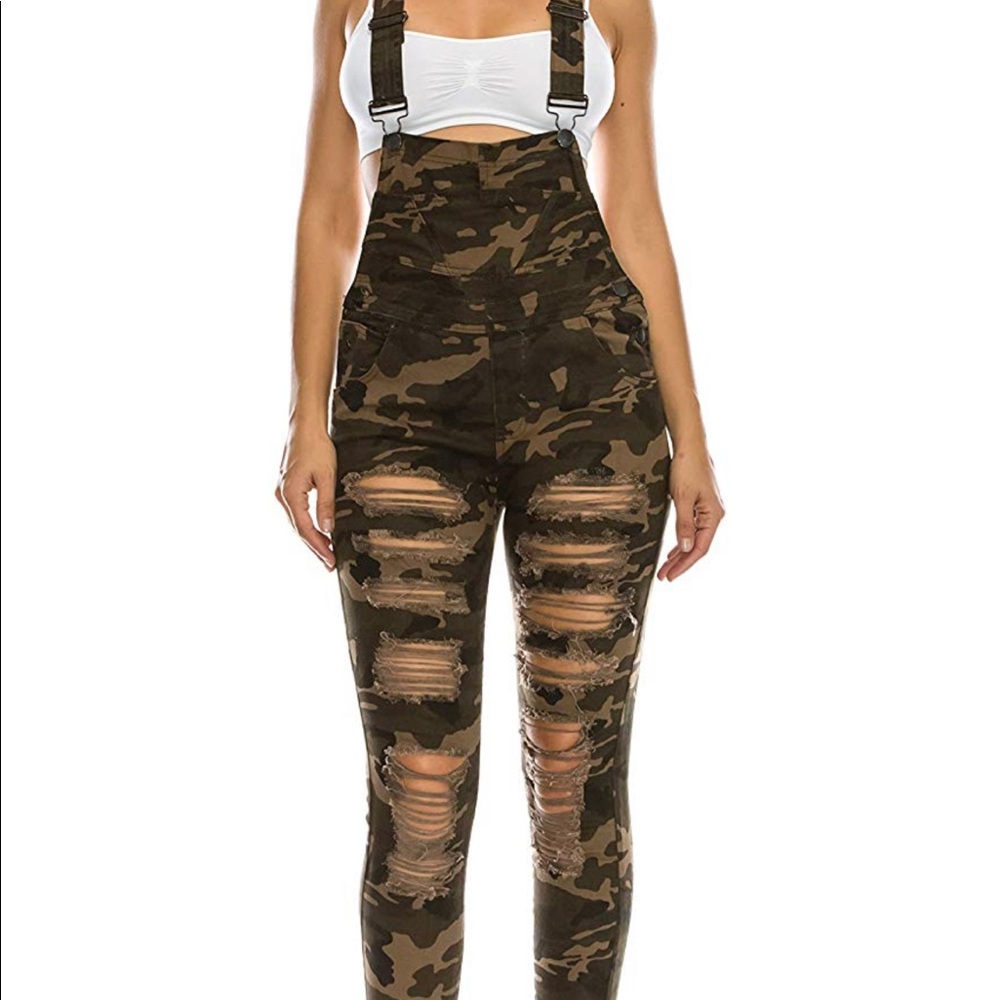 Distressed Camo Overalls